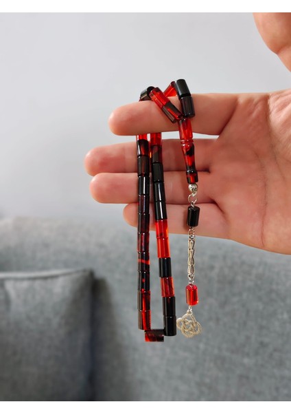 Kesim Kırmızı-Siyah Ateş Kehribar Tesbih fiyatları