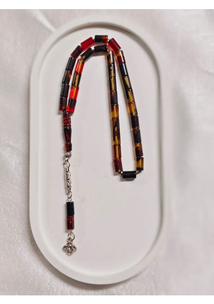 Kesim Kırmızı-Siyah Ateş Kehribar Tesbih fırsatları