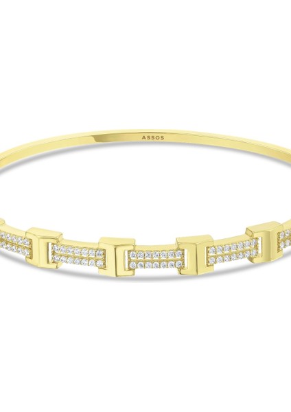 Taşlı Altın Kelepçe - 14K