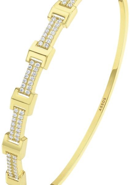 Taşlı Altın Kelepçe - 14K