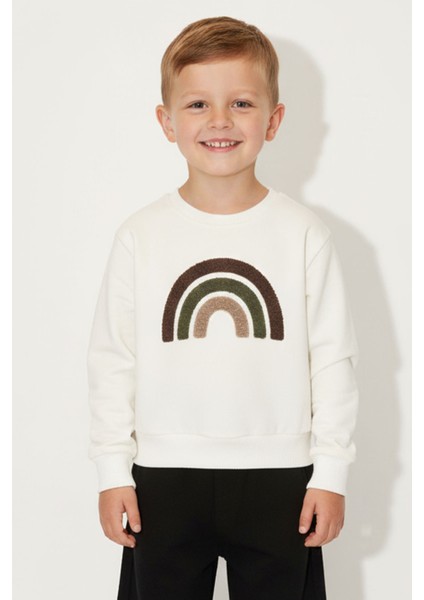 Erkek Çocuk %100 Pamuk Gökkuşağı Süzeneli Sweatshirt - 1021