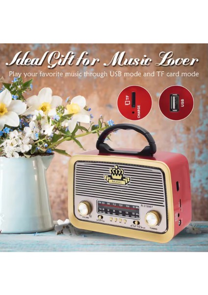 Kahverengi Eskitme Nostalji Tasarımlı Bluetooth Radyo, Fm, Sd Kart, Aux Özellikli fiyatları