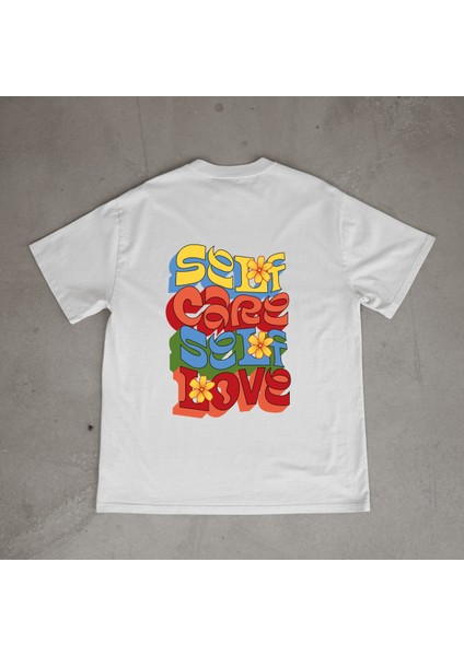 Self Tasarım Baskılı Beyaz Oversize T-Shirt