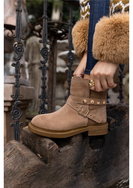 Pietra Kadın Bej Gercek Suet Bot fiyatları