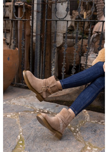 Pietra Kadın Bej Gercek Suet Bot modelleri