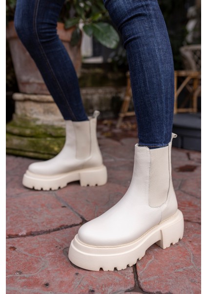 Kyla Kadın Bej Gercek Deri Bot modelleri