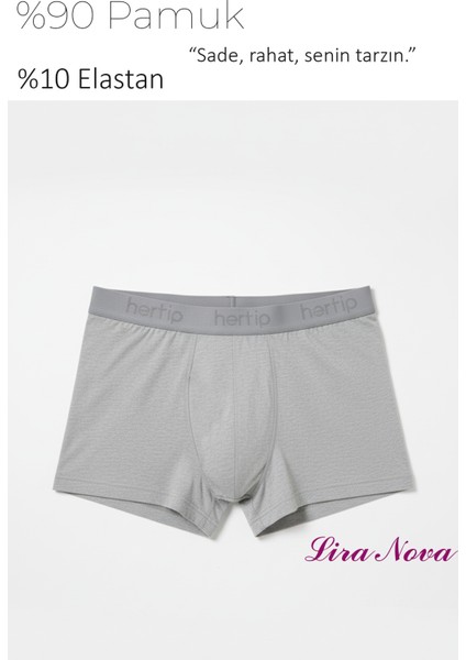 10 Adet Gri Soft Elastan Erkek Boxer %90 Pamuk%10 Elastan modelleri