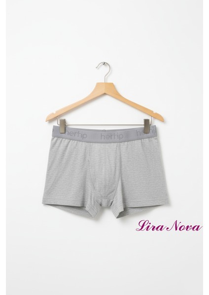10 Adet Gri Soft Elastan Erkek Boxer %90 Pamuk%10 Elastan