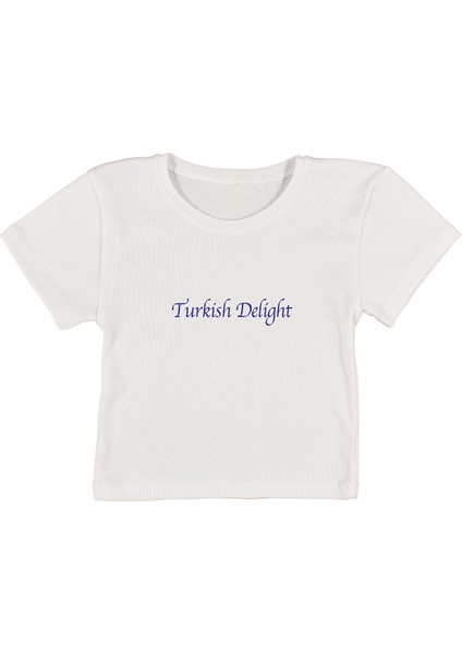 Turkish Delight Baskılı Beyaz Crop Top