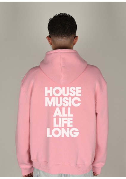 House Music Baskılı Kapüşonlu Sweatshirt