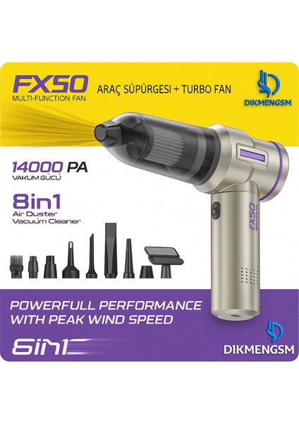 🌀 Subzero FX50 14.000PA Vakum Süpürge | Güçlü Emiş, Kablosuz, Taşınabilir Temizlik Deneyimi