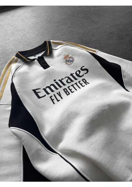 Realmadrid Yakalı Erkek Beyaz Sweatshirt fiyatları