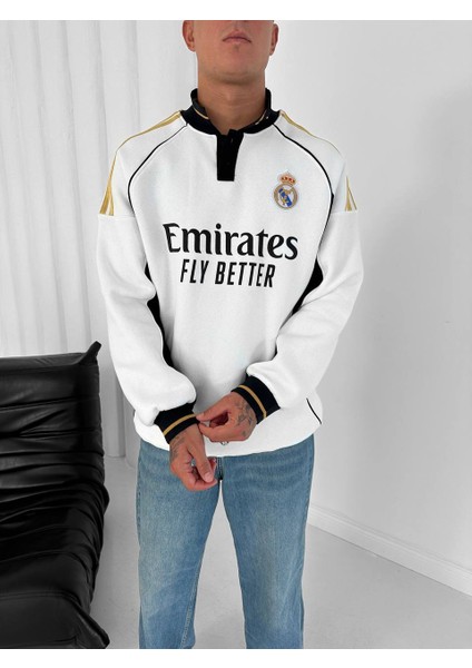 Realmadrid Yakalı Erkek Beyaz Sweatshirt fırsatları