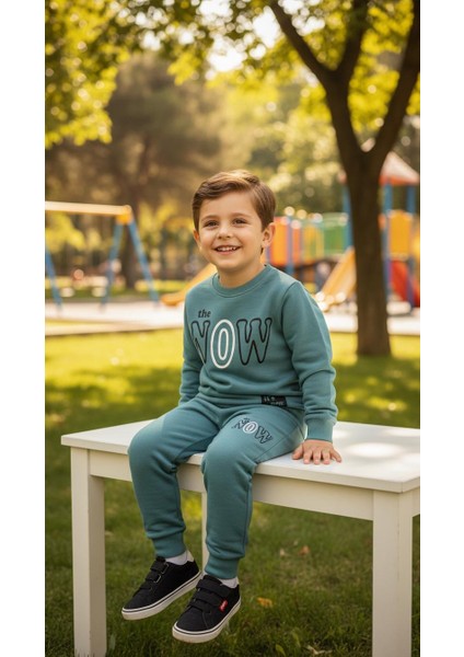 Erkek Çocuk Kışlık Eşofman Takımı Sweatshirt Alt Pamuklu Üç Iplik Şardonlu Günlük Kombin 3-4-5-6-7 Yaş fırsatları