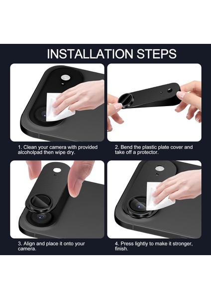 Apple iPhone 17 Air Uyumlu Kamera Lens Koruyucu Metal Çerceveli Tam Kaplar Koruyucu Cam indirimleri