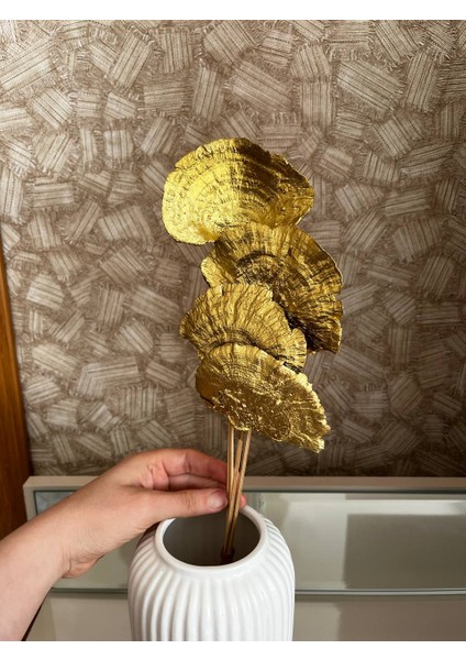 Kuru Çiçek Aranjman Kuru Mantar Gold Sponge Mushroom 4 Dal modelleri