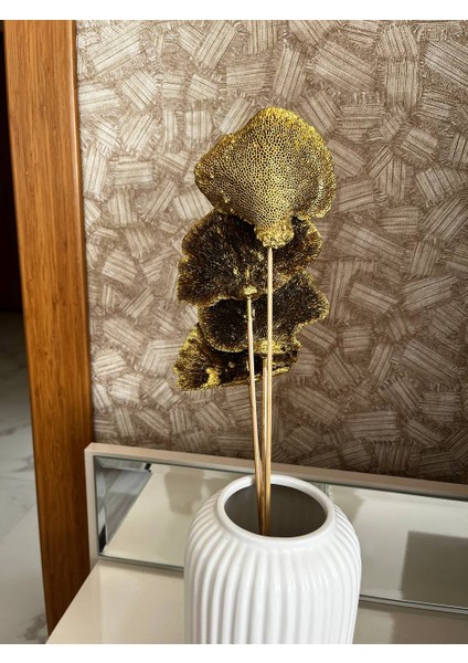 Kuru Çiçek Aranjman Kuru Mantar Gold Sponge Mushroom 4 Dal indirimleri