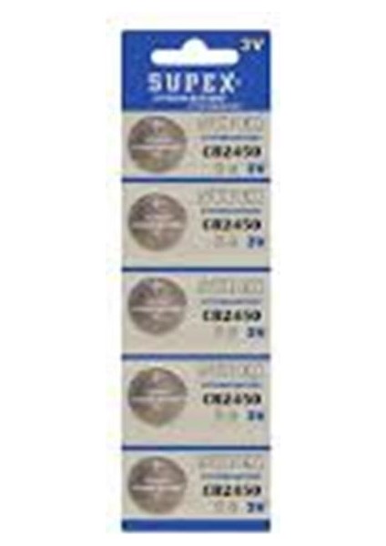 Supex CR2450-C5 3V Lityum Düğme Pil 5'li Paket