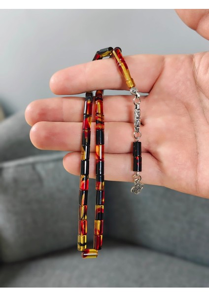 Kırmızı Siyah Sarı Karışık Renkli Kesme Kesim Toz Kehribar Tesbih fiyatları