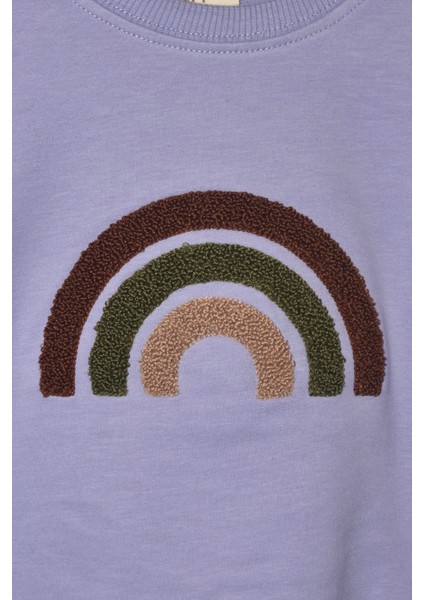 Kız Çocuk %100 Pamuk Gökkuşağı Süzeneli Sweatshirt - 1021 fiyatları