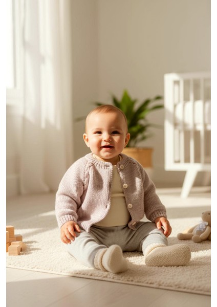 1-2 Yaş Örgü Unisex Bebek Hırkası
