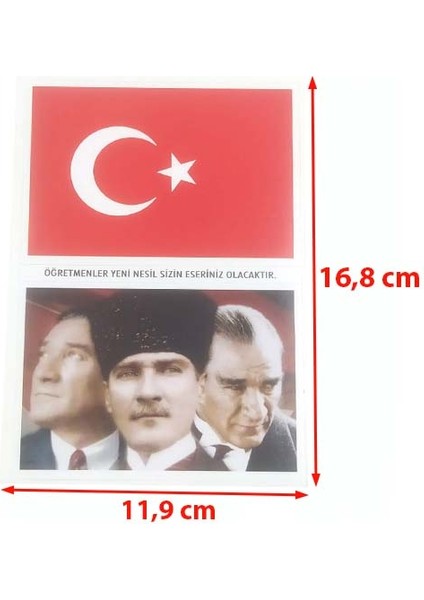 10 Adet Küçük Sticker Mustafa Kemal Atatürk, Türk Bayrağı, Öğretmenler Yeni Nesil Sizin Eseriniz Olacaktır 3lü Etiket Seti fiyatları