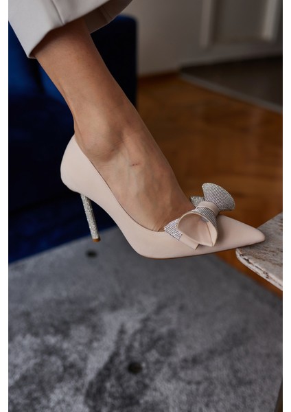 Libby Kadın Fusya Metalik Fiyonk Taş Detay Topuklu Abiye Ayakkabi