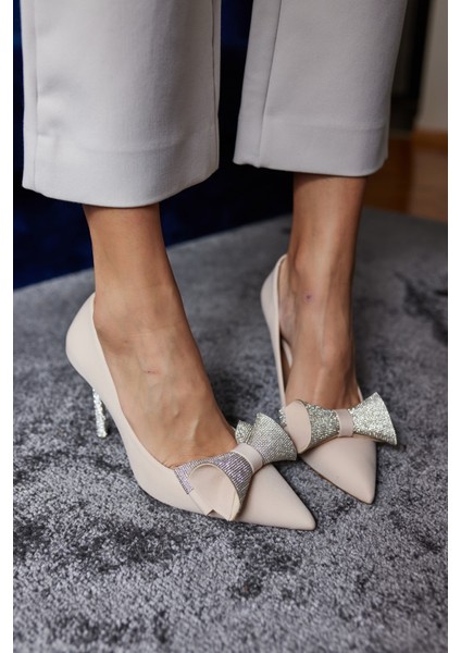 Libby Kadın Fusya Metalik Fiyonk Taş Detay Topuklu Abiye Ayakkabi