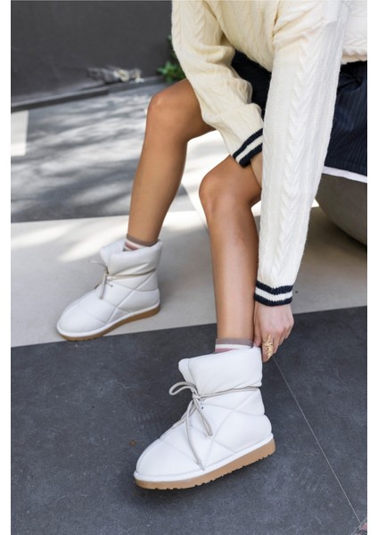 Serry Kadın Beyaz Gercek Deri Kapitone Detay Bot fırsatları