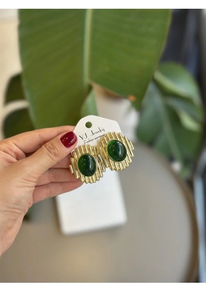 Ieg Taşlı Küpe - Yeşil