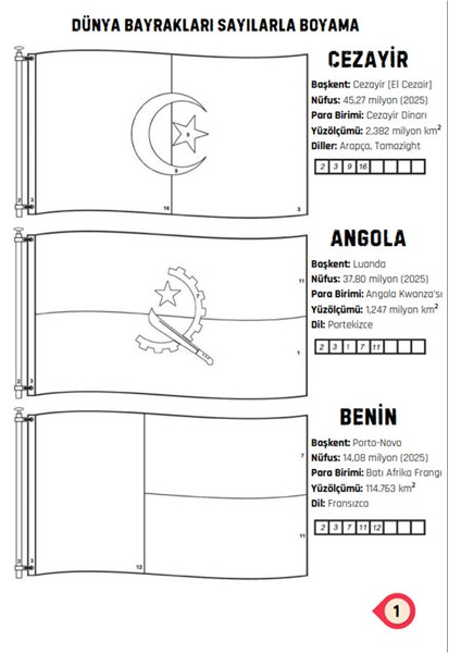 Dünya Bayrakları Sayılarla Boyama Kitabı (200 Ülke) fiyatları