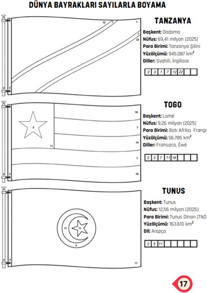 Dünya Bayrakları Sayılarla Boyama Kitabı (200 Ülke) modelleri