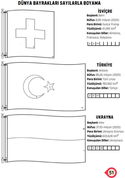 Dünya Bayrakları Sayılarla Boyama Kitabı (200 Ülke) fırsatları