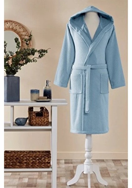 Ekoseli Kapüşonlu Çocuk Bornozu