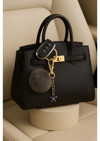 Peluş Pofuduk Ponpon Puf Antrasit Tüylü Mavi Nazar Boncuğu Yıldızlı Ev Ofis Araba Telefon Cüzdan Çanta Anahtarlık modelleri