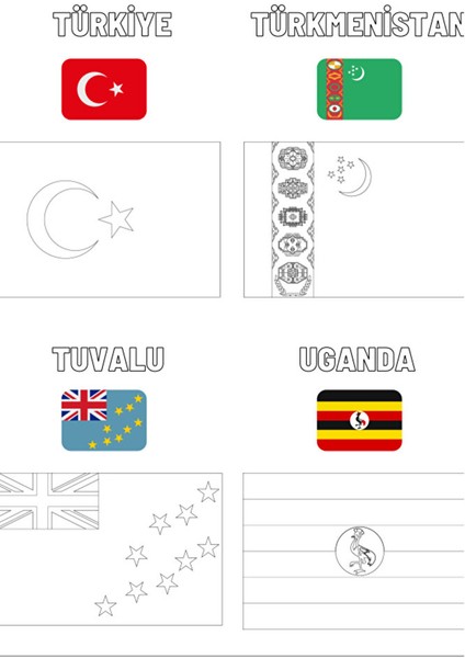 Dünya Bayrakları Boyama Kitabı Renkli Bayrak Örnekleriyle (200 Ülke) fiyatları