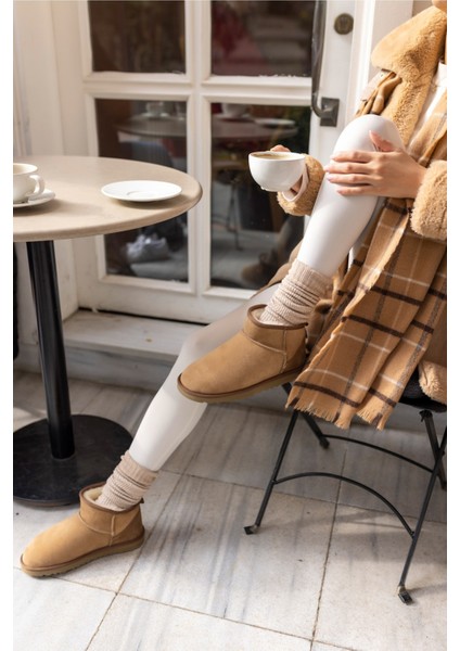 Messiy Kadın Ultra Mini Sahra Gercek Suet Yogun Kurk Bot modelleri