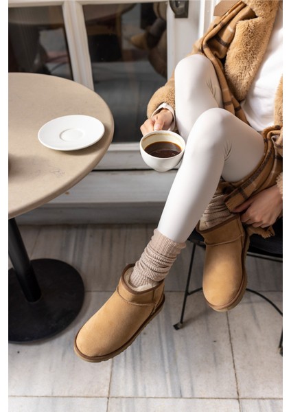 Messiy Kadın Ultra Mini Sahra Gercek Suet Yogun Kurk Bot fırsatları