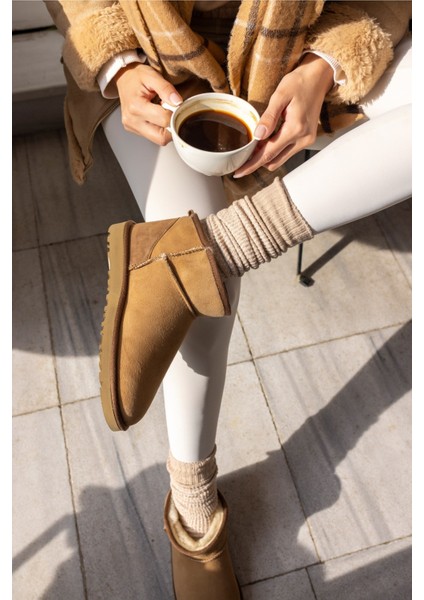 Messiy Kadın Ultra Mini Sahra Gercek Suet Yogun Kurk Bot indirimleri