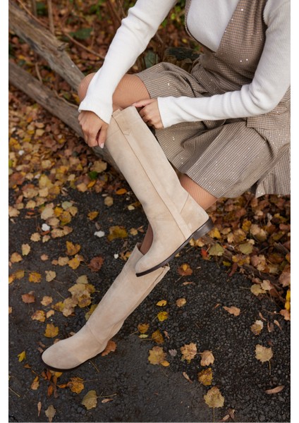 Brenda Kadın Bej Gercek Deri Süet Çizme indirimleri