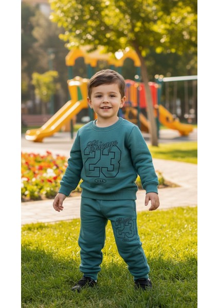 Erkek Çocuk Kışlık Eşofman Takımı Sweatshirt Alt Pamuklu Üç Iplik Şardonlu Günlük Kombin 3-4-5-6-7 Yaş