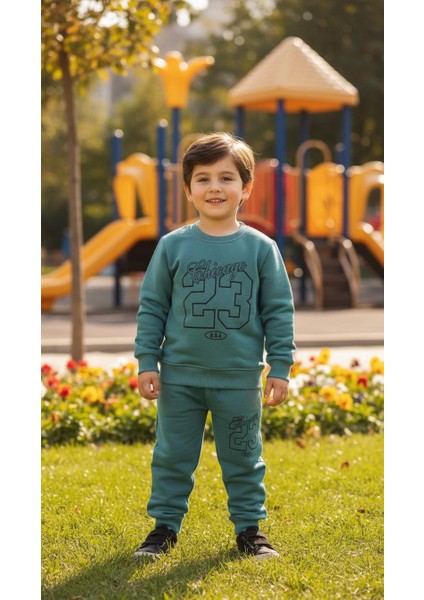 Erkek Çocuk Kışlık Eşofman Takımı Sweatshirt Alt Pamuklu Üç Iplik Şardonlu Günlük Kombin 3-4-5-6-7 Yaş fırsatları