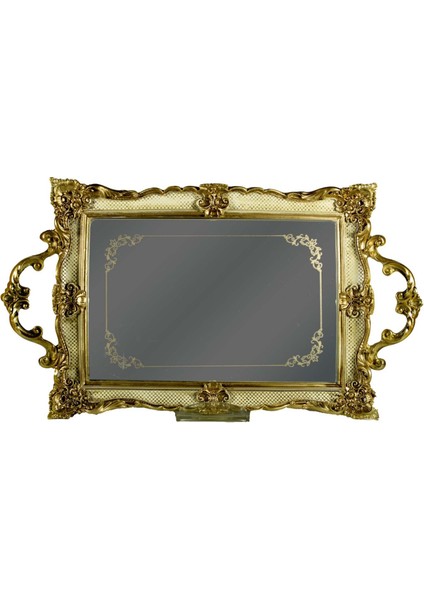 Vintage Dikdörtgen Tepsi Krem