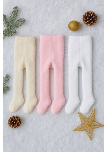 3'lü Bebek & Çocuk Havlu Düz Renkli Külotlu Çorap