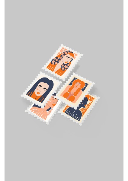 Kadın & Çiçek Temalı Pul Sticker Seti 20'li - Bullet Journal Ajanda Scrapbook modelleri