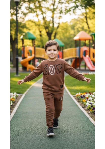 Erkek Çocuk Kışlık Eşofman Takımı Sweatshirt Alt Pamuklu Üç Iplik Şardonlu Günlük Kombin 3-4-5-6-7 Yaş fırsatları