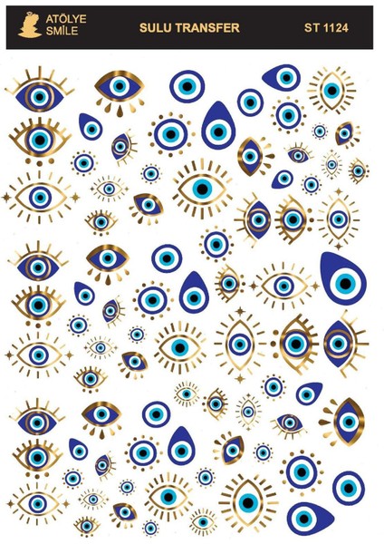 ST1124 Nazar, Göz, Evileye Açık Zemin Sulu Transfer 25*35 cm