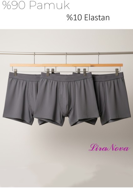 10 Adet Füme Soft Elastan Erkek Boxer %90 Pamuk %10 Elestan