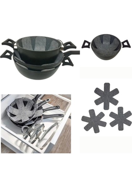 3 Adet Kalın Keçe Tava,tencere ve Bor Cam Koruyucu 30X30 modelleri