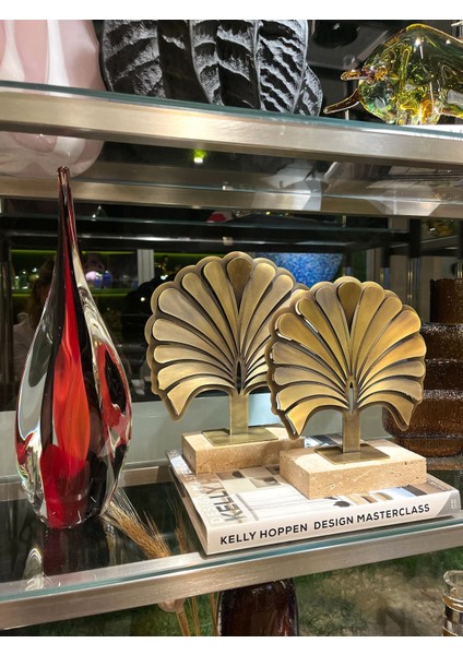 Ginkgo Traverten Eskitme Pirinç Dekoratif Obje modelleri